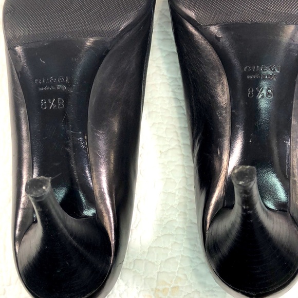 Vintage Gucci Black Leather Pointed Toe Loafer Pumps - Picture 9 of 12